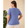 Clearlove Plus Size Shirt for Women Summer Tunic Top Casual Pleated Button Up T-Shirt - 3 of 4