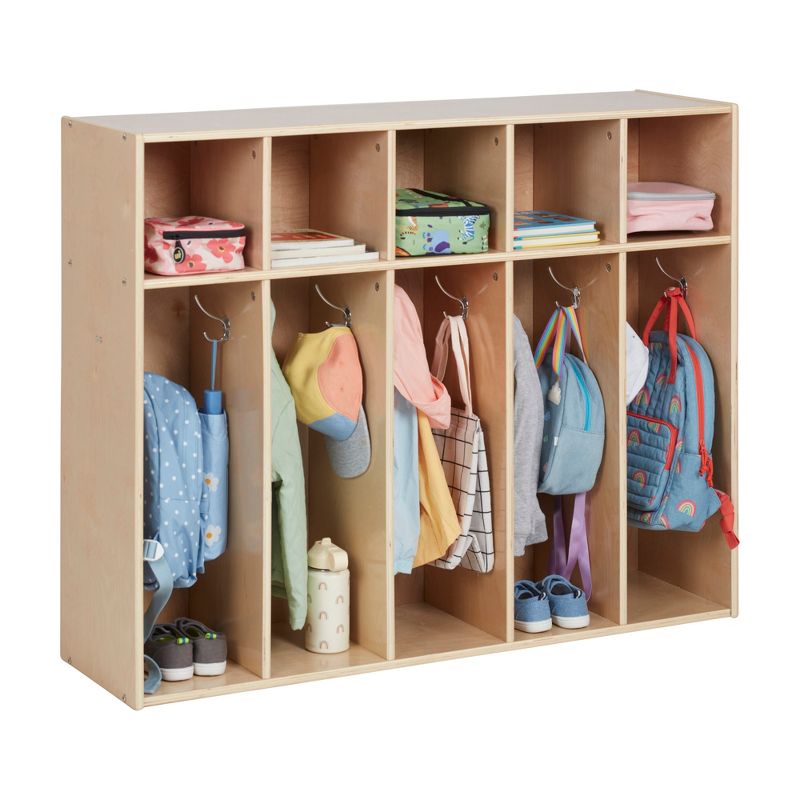 ECR4Kids Streamline 5-Section Toddler Coat Locker, Classroom Furniture, 3 of 12
