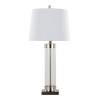 LumiSource Set of 2 Glacier 30" Contemporary Glass Table Lamp in Clear Glass and Brushed Nickel with White Linen Shade from Grandview Gallery - 2 of 4