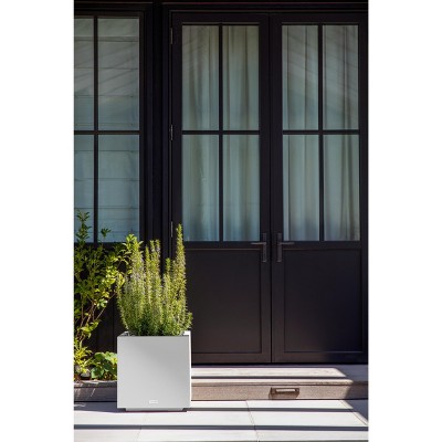 White 18" Square Modern Plastic Planter