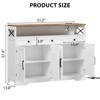 51" Buffet Sideboard with Power Outlets, Modern Kitchen Storage Cabinet with 3 Drawers, Open Shelf and 4 Farmhouse Doors - 2 of 4