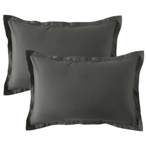 2 Pack Brushed Microfiber Pillow Shams, Super Soft and Cozy Oxford Pillowcases - NTBAY - 1 of 4