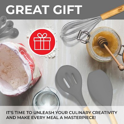 Kaluns Kitchen Utensils Set, 21 Piece Wood and Silicone, Cooking Utensils, Dishwasher Safe and Heat Resistant Kitchen Tools, Gray — фото 4