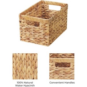 Wicker Storage Basket – Rectangular Decorative Organizer with Built-in Handles for Home, Shelves, and Closet - 1 of 4
