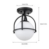 LLHZSY Modern Glass Globe Semi Flush Mount Ceiling Light Fixture for Hallway Home - 1-Light Milky White Glass Globe Shade -8 7/10", 13"- Black/Gold - 4 of 4