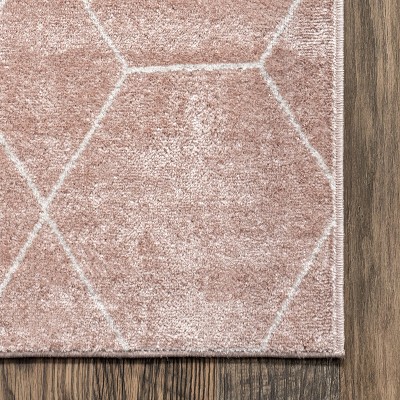 Pink Geometric Synthetic Medium Pile 4' x 6' Area Rug