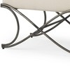 HomeRoots 55" Cream and Nickel Fabric and Metal Upholstered Bench - 4 of 4
