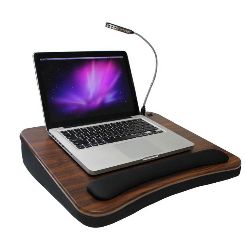 Sofia + Sam Memory Foam Lap Desk with USB Light Portable - Black, 1 of 9