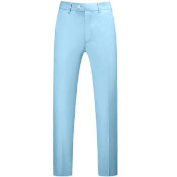 Lars Amadeus Men's Regular Fit Flat Front Chino Business Wedding Suit Pants