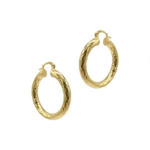 Adornia 14k Gold Plated Hammered Tube Hoop Earrings - 1 of 3