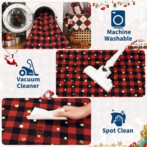 Christmas Area Rug, Christmas Plaid Print Throw Carpet with Non Slip Backing, Low Pile Stain Resistant Floor Carpet for Living Room, Bedroom - 1 of 4