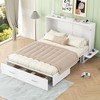 YOOCOZZ Queen Size Murphy Bed with Large Storage Drawer and 2 Bedside Shelves - White - 3 of 4