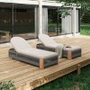 Outdoor Wood Chaise Lounge Chair with Adjustable Backrest and Cushion, Woven Rope Poolside Sun Lounger for Patio or Deck – The Pop Home - 3 of 4