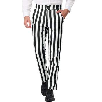 Lars Amadeus Men's Classic Fit Flat Front Business Work Prom Striped Pants