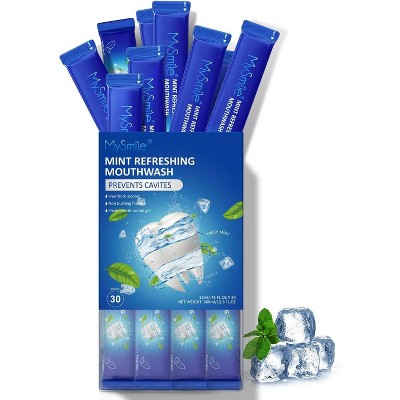 MySmile Mouthwash for Adults, Helps Kill 99% of Bad Breath Germs, Fresh Mint, 30 Pack