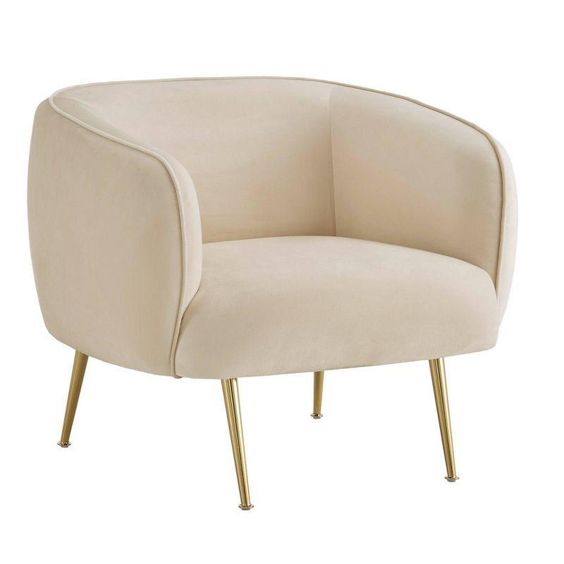 Minerva Brass Finish Velvet Upholstered Accent Chair - Inspire Q, 1 of 13