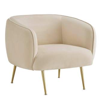 Minerva Brass Finish Velvet Upholstered Accent Chair - Inspire Q