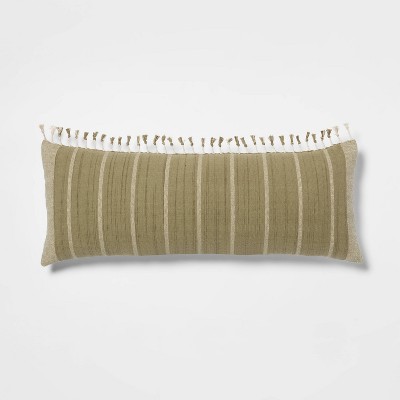 Oversized Oblong Woven Knotted Fringe Decorative Throw Pillow Natural -  Threshold™