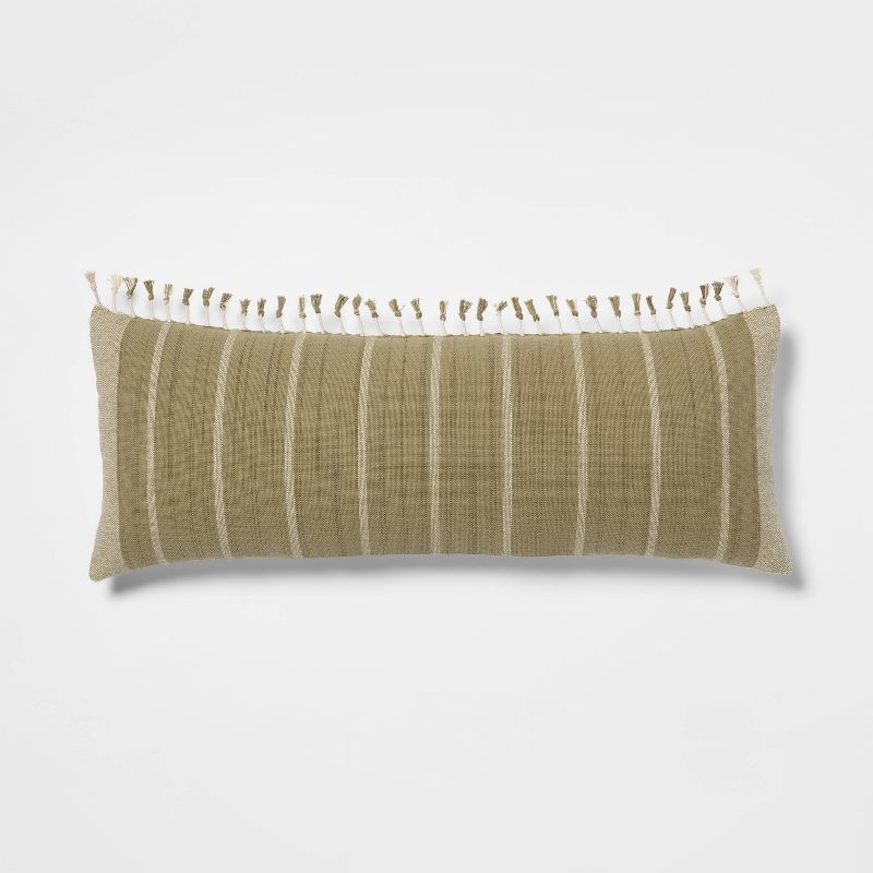 Oversized Oblong Woven Stripe Tassel Decorative Throw Pillow - Threshold™, 1 of 10