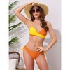 INSPIRE CHIC Women's Front Cross Contrast Color Bikini Sets, Strappy Top Tie Size Triangle Bottoms Swimwear Bathing Suits 1 Set - 4 of 4
