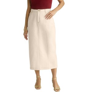 Jessica London Women's Plus Size Contrast Stitching Seamed Skirt - 1 of 4