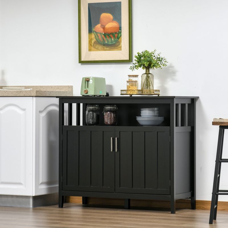 HOMCOM Sideboard Buffet Server Table with 2 Doors, Kitchen Storage Cabinet with Adjustable Shelves for Kitchen, 2 of 9
