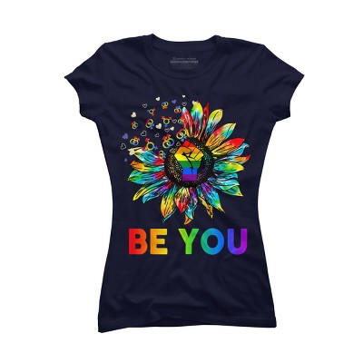 Adult Design By Humans Be You Sunflower Power Fist Pride Rainbow By Legato Tendo T-Shirt