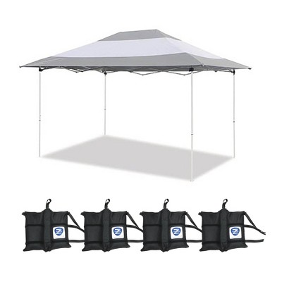 Z-Shade 14 x 10 Foot Instant Shade Outdoor Canopy Tent with Adjustable Legs and 4 Pack of Z-Shade Wrap-Around Leg Weight Bags, Gray and White