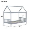 RISOKEYS Twin Size Bed Frame with Headboard and Footboard, Low Rubberwood House Bed for Boys and Girls,No Box Spring Needed - 3 of 4