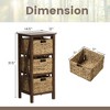 Costway 1/2 PCS 3-Tier Nightstand with 3 Seagrass Baskets Rubber Wood X-Shaped Frames 3 Drawers - image 3 of 4