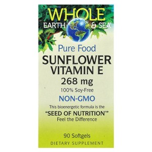 Natural Factors Whole Earth & Sea®, Pure Food, Sunflower Vitamin E, 268 mg, 90 Softgels - 1 of 3