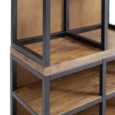 Lloyd 60" Industrial Acacia Wood & Metal Hall Tree with Bench