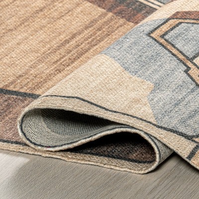 Handmade Abstract Red and Brown Wool 8' x 10' Rug