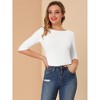 INSPIRE CHIC Women's Classic Solid Elbow Sleeves Round Neck Slim Fit T-Shirts - 3 of 4