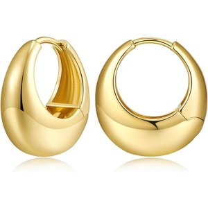 Chunky Gold Huggie Earrings - 18K Gold Plated, Hypoallergenic Hoops for Women & Men - 1 of 4