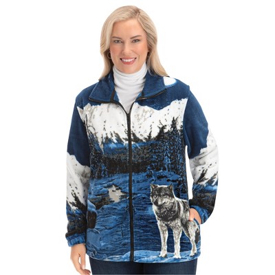 Collections Etc Mountain Wolf Fleece Jacket