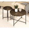 NicBex Natural 2-Piece Round Coffee Table & End Table Set,Distressed Wood Design & Black Metal Legs,Center Table for Living Room - 3 of 4