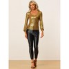 Allegra K Women's Scoop Neck Lantern Sleeve Shiny Metallic Glitter Tops - 4 of 4