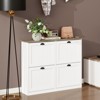 TIRAMISUBEST Shoe Storage Sideboard Cabinet with 4 Flip Drawers, Space-Saving Organizer for Entryway, Hallway - White - 3 of 4