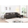 Modern 4-Seat Sectional Sofa Set L-Shaped Sectional Sofas, Brown PU Leather Couch with Cup Holders and Throw Pillows for Living Room - 3 of 4