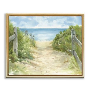 Stupell Industries Beach Path Painting Floating Frame Canvas Art - 1 of 4