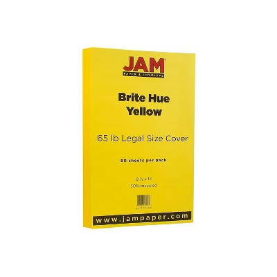 JAM Paper Legal 65lb Colored Cardstock 8.5 x 14 Coverstock Yellow Recycled 16730930