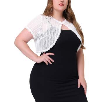 Agnes Orinda Women's Plus Size Sheer Lace Shrug Elegant Crop Cardigan
