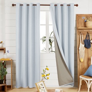 Deconovo Faux Linen 100% Total Blackout Grommet Curtains (2 Panels) - 1 of 4