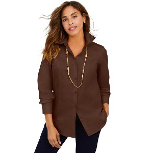 Jessica London Wrinkle-Free Stretch Poplin Shirt - 1 of 2