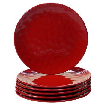 Certified International Solid Color Melamine Salad Plates 9" Red - Set of 6