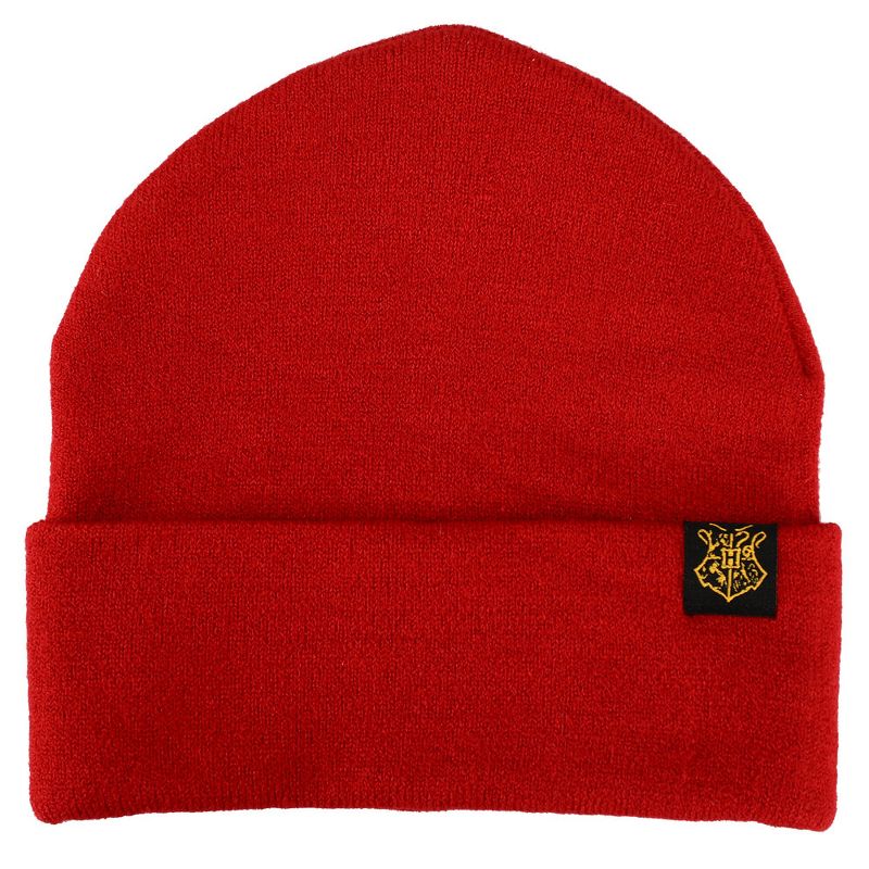 Harry potter Gryffindor Embroidered Cut Felt Jacquard Red and Yellow Acrylic Knit Beanie hat and Glomitt Combo, 4 of 5