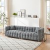 DOMETOUR 102 Inch Teddy Fleece Sofa for Living Room Bedroom, 4 Seat Modern Upholstered Sofa Futon Couch with 2 Pillows - 3 of 4