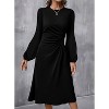 Coolmee Women's Long Sleeve Ruched Waist Flowy A Line High Low Cocktail Party Midi Dress - 2 of 4