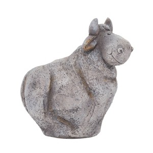 14" x 13" Magnesium Oxide Country Cow Garden Sculpture Gray - Olivia & May - 1 of 4